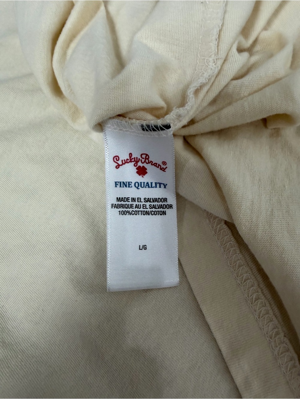 Lucky Brand Cream Relaxed Fit Crew Neck Men's Large Short Sleeve Cotton T-Shirt - Picture 7 of 8